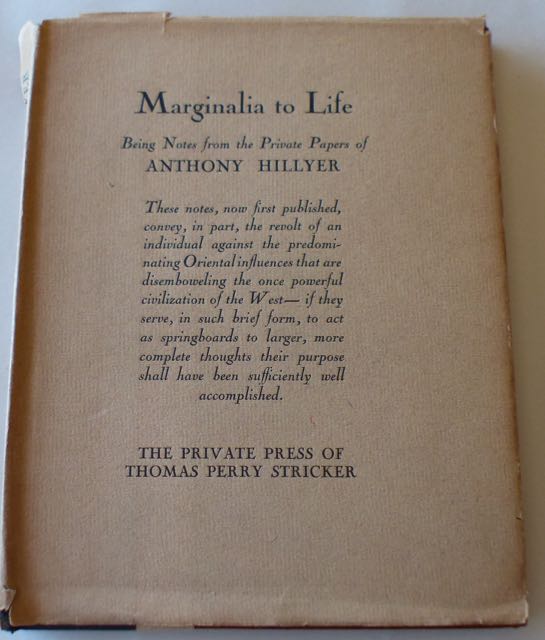 Image for Marginalia to Life / Being Notes from the Private Papers of Anthony Hillyer.