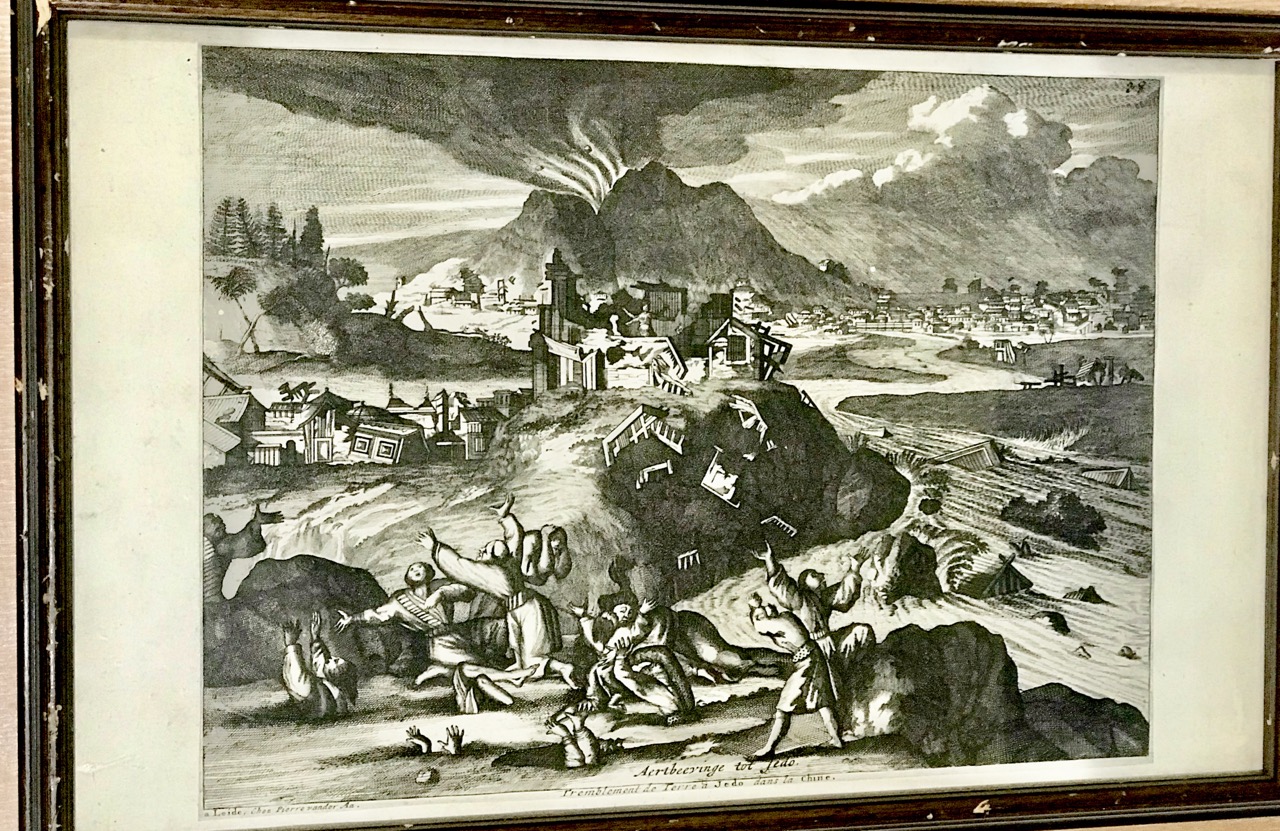 Image for Aertbeeyinge tot Jedo [Earthquake in Edo (Japan)]. Copper engraving, 1725.  