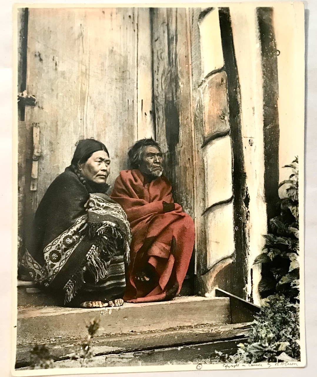 Image for Orwat and Wife - Colored Silver Gelatin Print of Inuit Couple, 1898