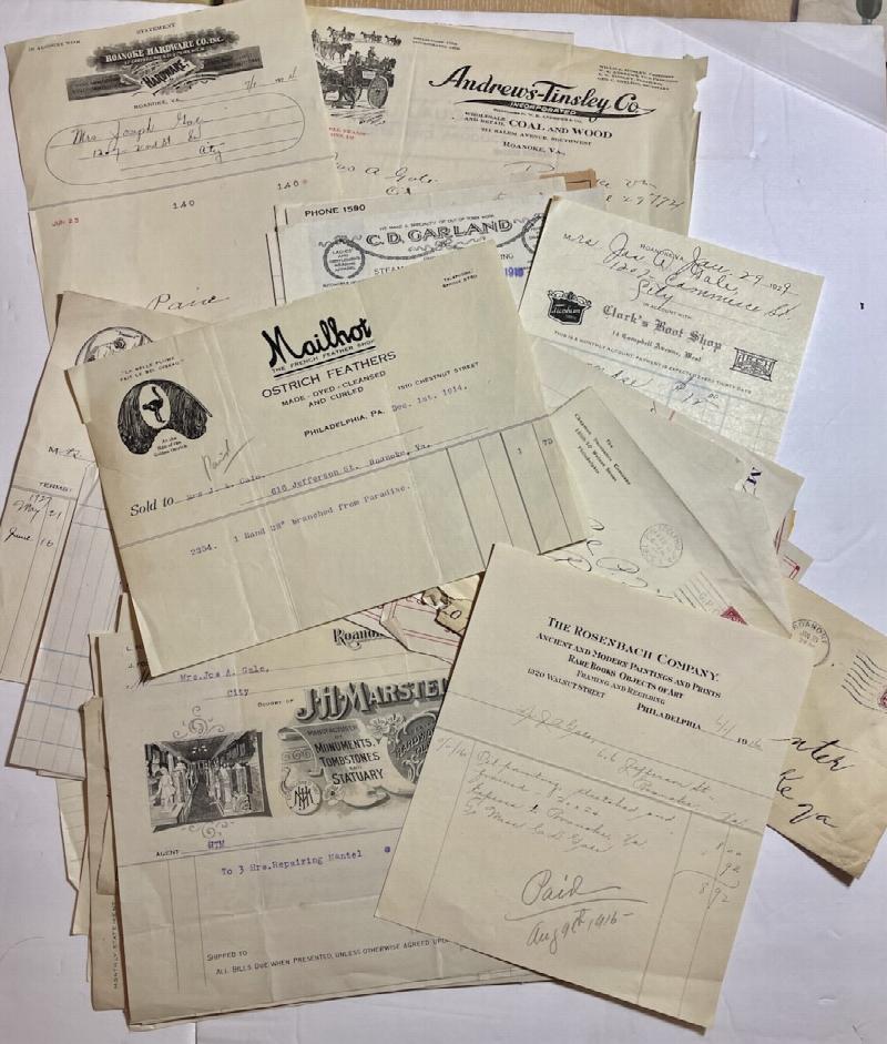 Image for 60 Roanoke Virginia Billheads, 1915-1919