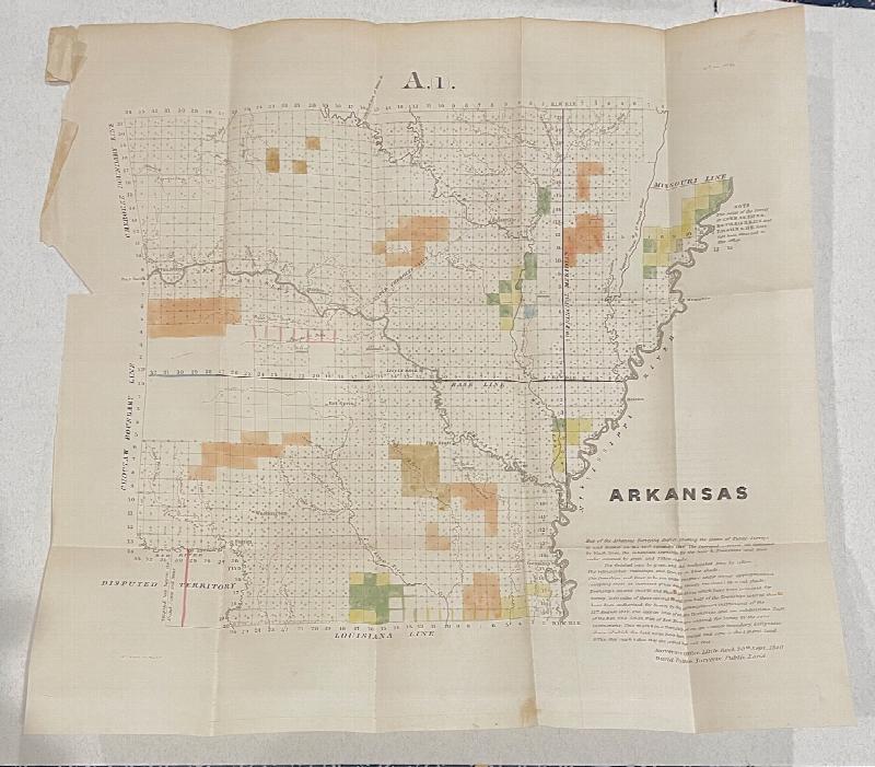 Image for Hand-colored Map of Arkansas Surveying District, 1840