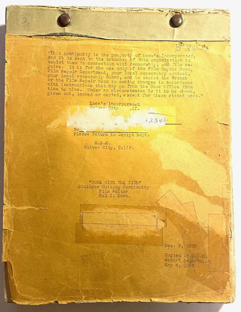 Image for Gone With the Wind / dialogue cutting continuity script.
