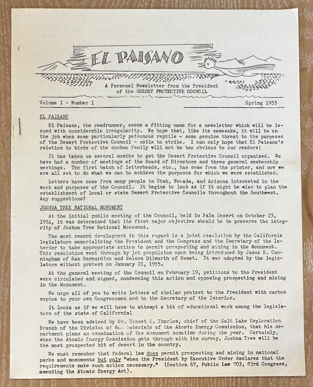 El Paisano [Quarterly Environmental Newsletter] 79 issues [1955-1974]